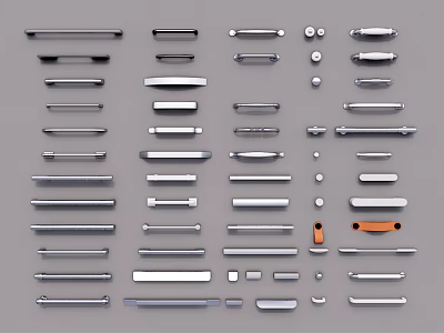 Various Modern Door Handles In Different Styles And Finishes For Home Decoration 3d model