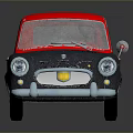 Vintage Car With Red Roof Gray Body And Classic Exterior Design