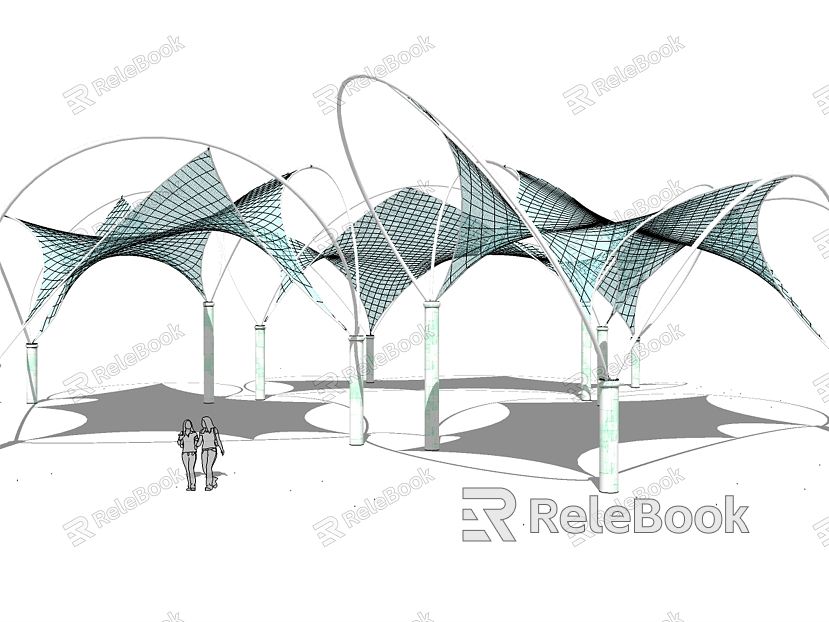 Modern tensioned membrane membrane pavilion creative landscape structure model