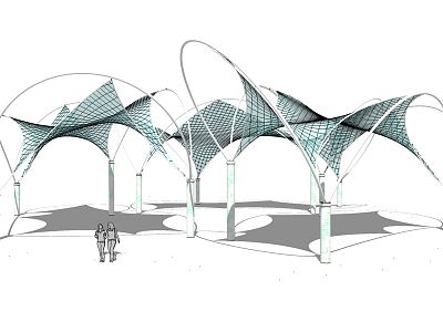 Modern tensioned membrane pavilion creative landscape structure 3d model