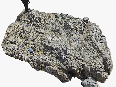 Large Rough Stone Formation With Natural Wooden Elements And Person Standing 3d model