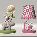 Cute Bear Rabbit Themed Lamps with Moon Flower Heart Lattice Shade and Pendant