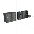 Gray Metal Storage Lockers With Multiple Drawers And Different Sizes Compartments 3d model
