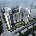 Modern High Rise Residential Complex With Green Courtyard And Urban Surroundings