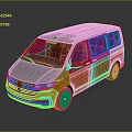 Modern Silver And Orange Passenger Van With Sleek Exterior And Shiny Finish