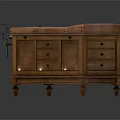 Vintage Medical Examination Table With Wooden Frame Brown Leather Mattress And Metal Footrest