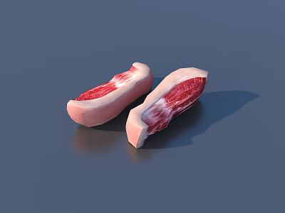 Fresh Raw Beef Steak Pieces With Marbled Texture On Gray Surface 3d model