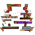 Vibrant Public Facilities Featuring Hanging Lanterns Street Banners And Decorative Signs
