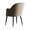 Beige Upholstered Modern Dining Chair With Armrest And Dark Legs Gold Accents