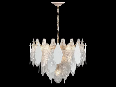 Elegant Modern Chandelier With White Feather Shaped Glass For Home Decor 3d model
