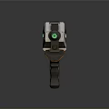 Futuristic Sci Fi Weapon With White Gray Body Green Energy Core And Mechanical Details