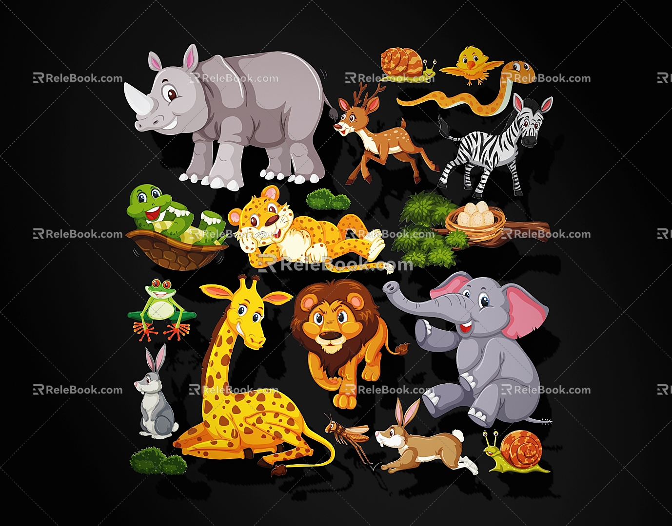 Cartoon animal silhouette decoration 3d model