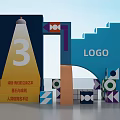 Modern Geometric Design Structure With Colorful LOGO And Shapes Elements 3d model