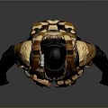 Futuristic Sci Fi Armored Character With Orange Black Mechanical Suit And Helmet