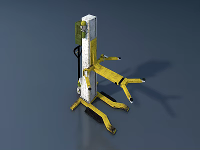 Industrial Equipment With Yellow Arms White Structure Green Control Unit And Base Support 3d model