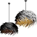 Elegant Feather Chandeliers With Black Gold Gray Hues And Modern Decorative Design