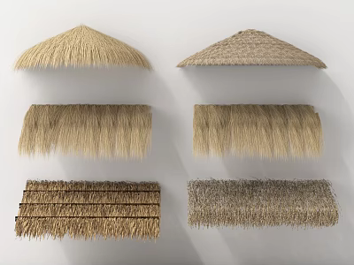 Various Straw Thatch Roof Designs For Outdoor Garden And Patio 3d model