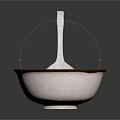 Light Pink Bowl With Brown Rim And Spoon Inside For Daily Use