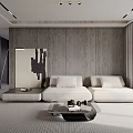 Modern Living and Dining Room Interior Design With White Sofa TV Cabinet and Large Window