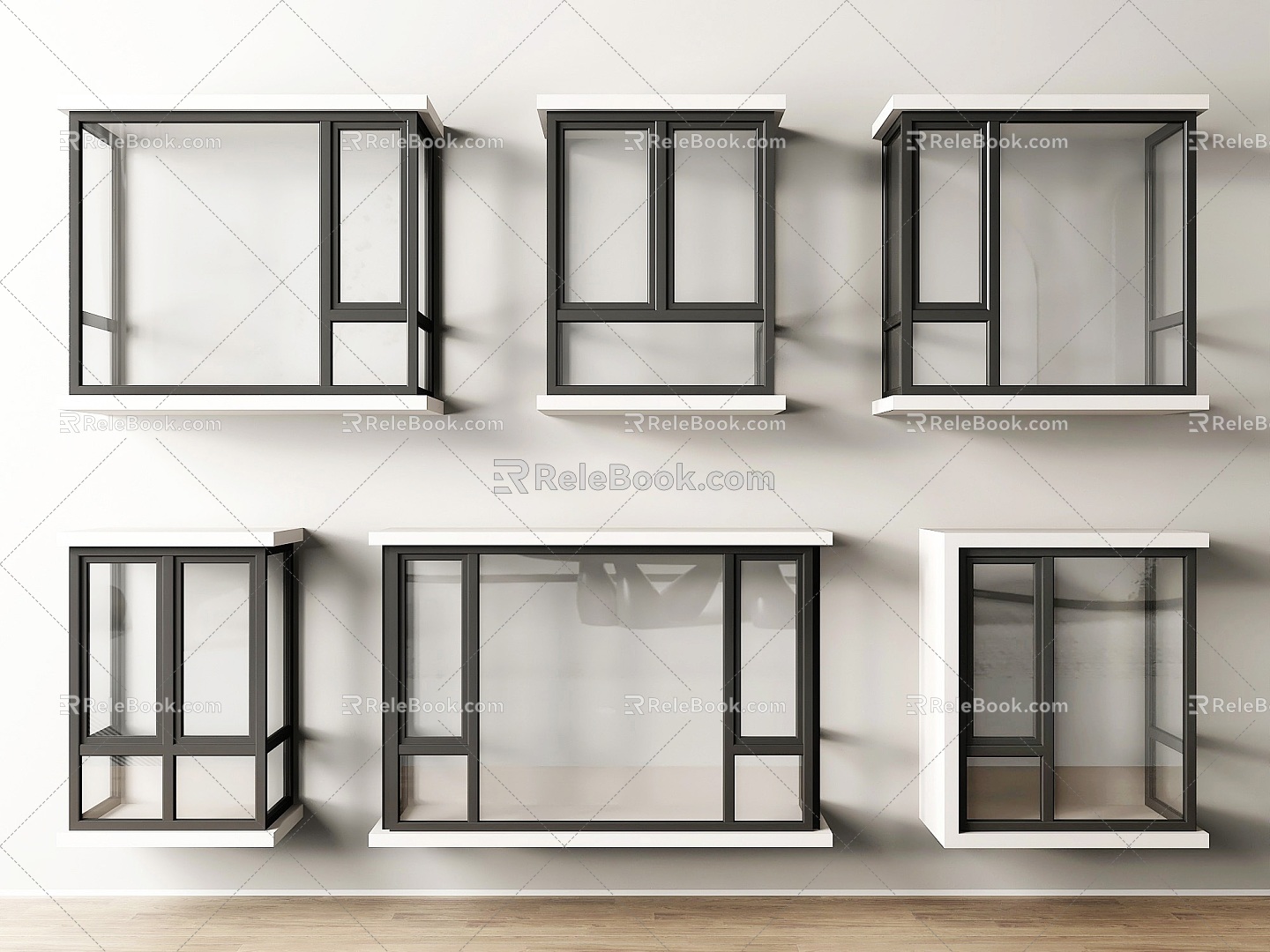 modern windows bay windows casement windows windows floor-to-ceiling windows glass windows broken bridge aluminum windows 3d model