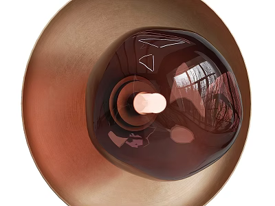 Elegant Copper Wall Lamp With Brown Glass Shade And Modern Circular Design 3d model