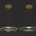 Two Modern Leaf Shaped Chandeliers With Gold Ceiling Base And White Shades 3d model