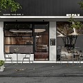 Coffee shop door outdoor outdoor table and chair outdoor chair folding window flower box shop catering 3d model