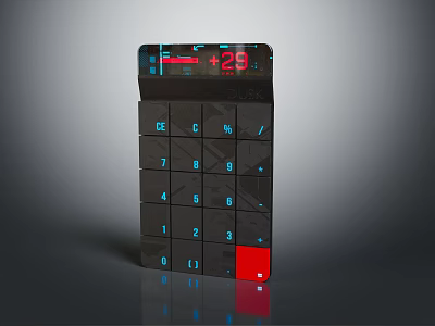 Modern Office Calculator With Digital Display Number Keypad And Black Red Color Design 3d model