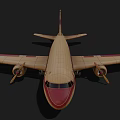 Vintage Passenger Plane with Cream Colored Fuselage Red Accents and Propeller Engine