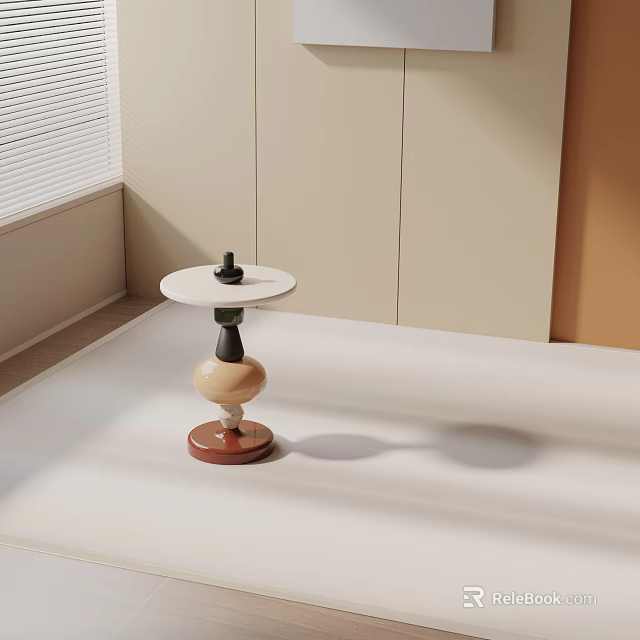 Modern Minimalist Side Table With White Top And Colorful Cylindrical Base For Home Decor 3d model 