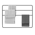 Modern Bathroom Cabinet Rack With Black Metal Frame And Hanging Towels