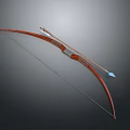 Traditional Brown Curved Wooden Bow With Blue Arrowhead And White Shaft Weapon