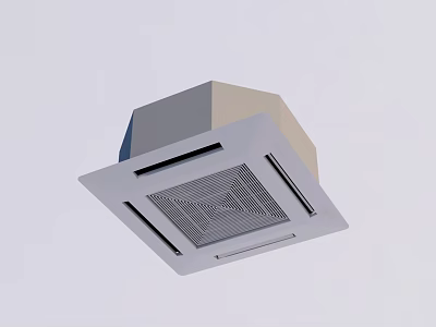 Modern White Recessed Ceiling Air Conditioner Vent With Square Grille Panel 3d model