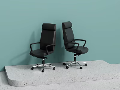 Modern Black Office Chair With High Back Armrests And Swivel Base Against Light Green Wall 3d model