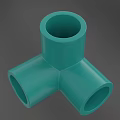 Green Three Way Pipe Fitting With Three Open Ends And Smooth Surface Construction 3d model