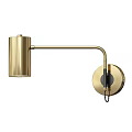 Modern Brass Wall Lamp With Adjustable Arm And Circular Base Design 3d model