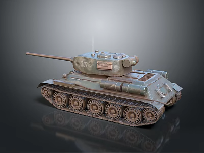 Detailed Military Tank With Vintage Metal Tracks And Cannon Texture Design 3d model