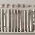 White Columns With Various Designs Decorative Tops And Different Shaft Shapes