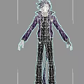 Game and Movie Character Wearing Purple Coat Black Pants with Black Hair Standing Pose