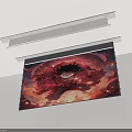 Projection Surveillance Mounted on Ceiling Displaying Red Orange Flame Pattern with Eye Like Design 3d model
