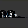 Black And Blue Over Ear Computer Headphones With Circular Earpads And Cable Design