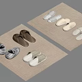 Soft Various Colored Slippers With Striped And Solid Designs On Mats 3d model