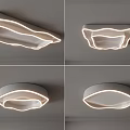 Modern Ceiling Lights With Sleek Design Round And Rectangular Shapes Golden Trim 3d model