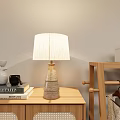 Wooden Clothes Rack With Hanging Clothes Side Cabinet Table Lamp Potted Plant And Storage Boxes