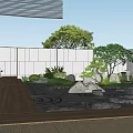 Traditional Japanese Courtyard Garden With Wooden Roof Stone Path And Lush Greenery