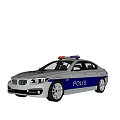 BMW White And Blue Police Sedan With Emergency Lights And POLIS Lettering