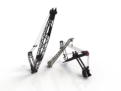 Heavy Duty Industrial Cranes Featuring Black Metal Frames And Different Boom Designs 3d model