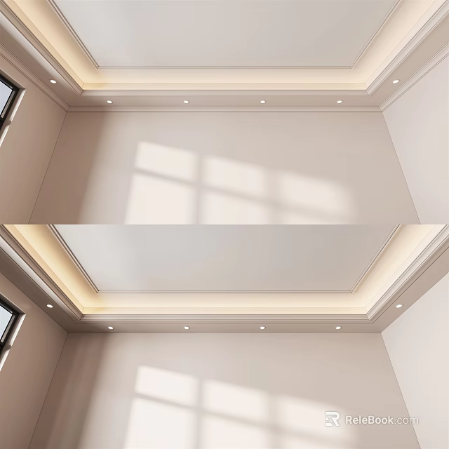 Elegant Modern Ceiling Design With Recessed Lights Gypsum Molding And Layered Structure 3d model 