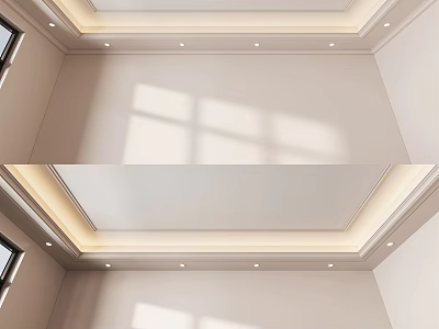 Elegant Modern Ceiling Design With Recessed Lights Gypsum Molding And Layered Structure 3d model