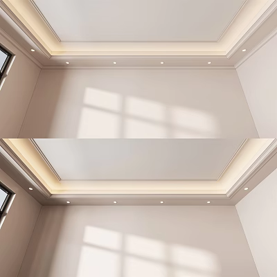 Elegant Modern Ceiling Design With Recessed Lights Gypsum Molding And Layered Structure 3d model